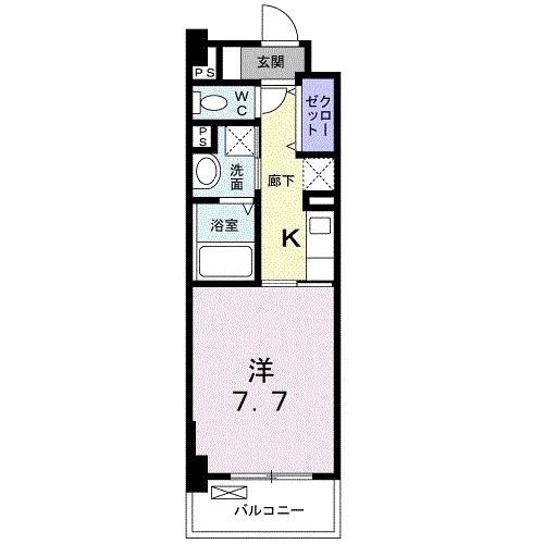 ミルト熊野(1K/1階)の間取り写真