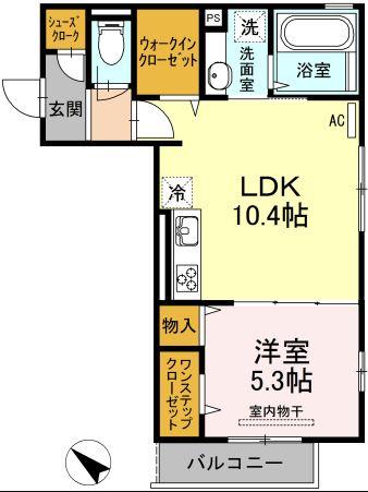 CARPE DIEMカルペディエム(1LDK/1階)の間取り写真