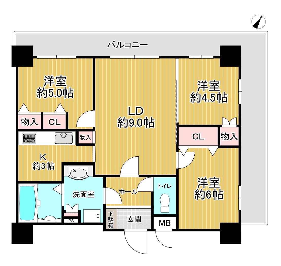 ローレルトアスクエア(3LDK/3階)の間取り写真