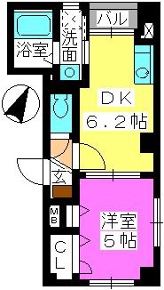 フロレスタ冷泉(1DK/3階)の間取り写真