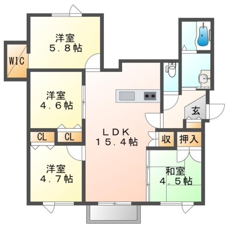 タウンハウス山鼻(4LDK/3階)の間取り写真
