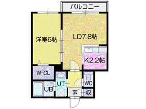 RA711Sα(1LDK/2階)の間取り写真