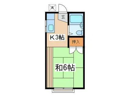 メゾン田中(1K/2階)の間取り写真