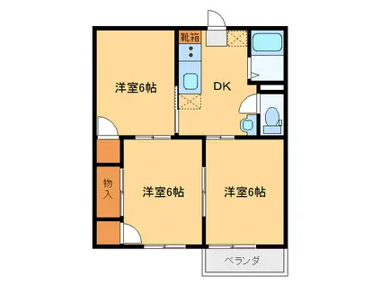 パールハイツB105(3DK/1階)の間取り写真