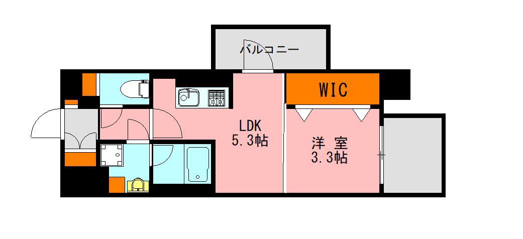 LANDIC O2239E・E1タイプ(1DK/1階)の間取り写真