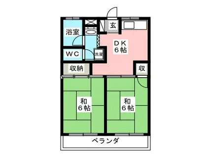ロイヤル大岡(2DK/2階)の間取り写真