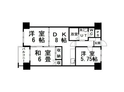 大栄マンション(3DK/3階)の間取り写真
