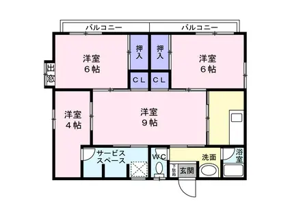 グリーンロードII(3SLDK/2階)の間取り写真