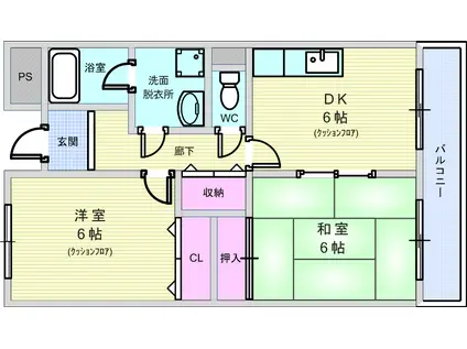 ローレル蛍池(2DK/3階)の間取り写真