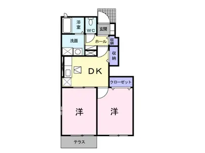 ニューブライト(2DK/1階)の間取り写真