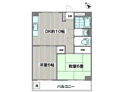 東都自動車浮間マンション(2DK/6階)の間取り写真