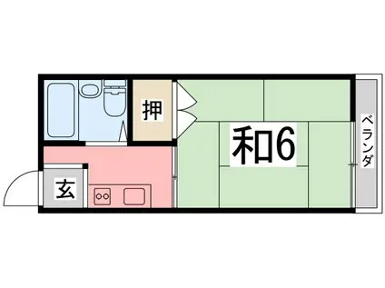 リバーサイドヴィラ姫路F棟(1K/2階)の間取り写真