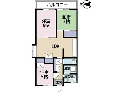 平垣マンション(3LDK/1階)の間取り写真