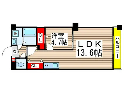 スぺランザ新検見川(1LDK/4階)の間取り写真