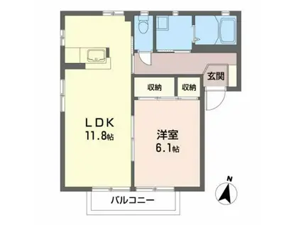 フラッツ矢剣(1LDK/1階)の間取り写真