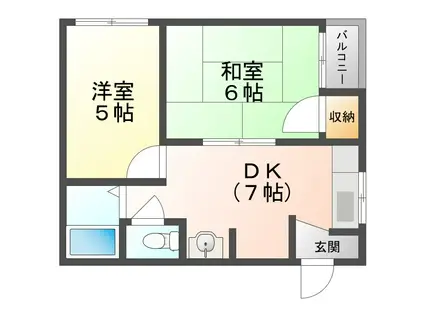 レジデンス三津屋(2DK/2階)の間取り写真