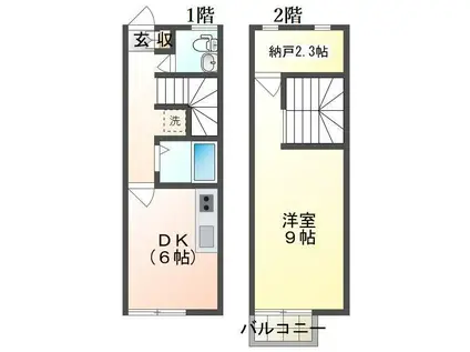 キューブK(1SDK/1階)の間取り写真