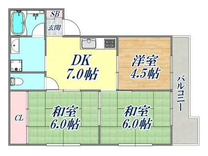 第2神戸サンクレバー(3DK/5階)の間取り写真