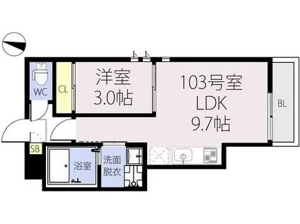 GRANDTIC松戸(1LDK/1階)の間取り写真