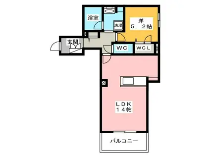 シャーメゾン加納青藤(1LDK/1階)の間取り写真
