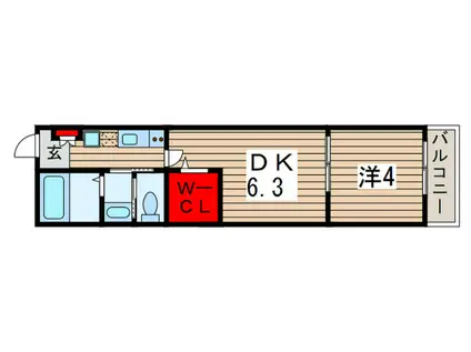 プライムステージ(1DK/3階)の間取り写真