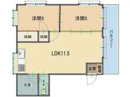 NYマンション(2LDK/3階)の間取り写真