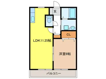 メルベーユ芝原A(1LDK/1階)の間取り写真