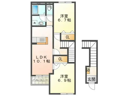 エクセルハイツ(2LDK/2階)の間取り写真