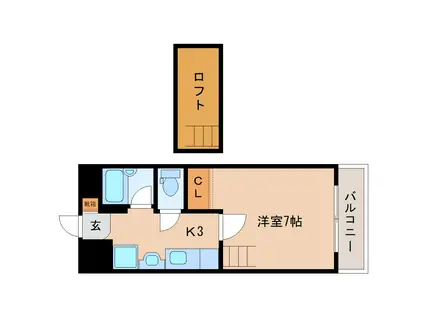 亀井参号館(1K/2階)の間取り写真