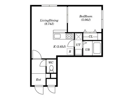 エアフォルクWS(1LDK/2階)の間取り写真