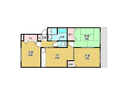 グローパレス1(3DK/3階)の間取り写真