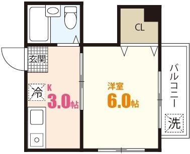 SKビルI(1K/2階)の間取り写真