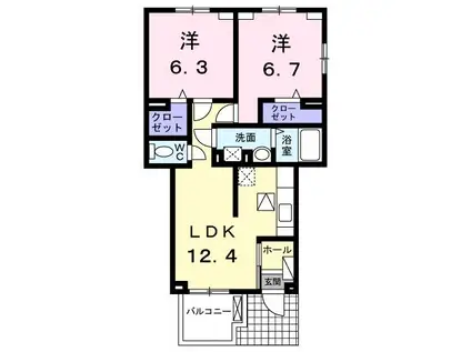 グラン・ジュテI(2LDK/1階)の間取り写真