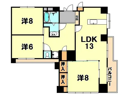メゾン幸(3LDK/4階)の間取り写真