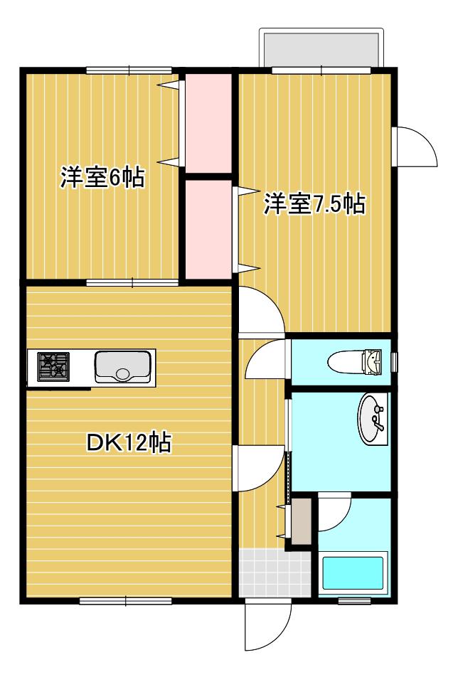 オアシス富岡(2LDK/2階)の間取り写真