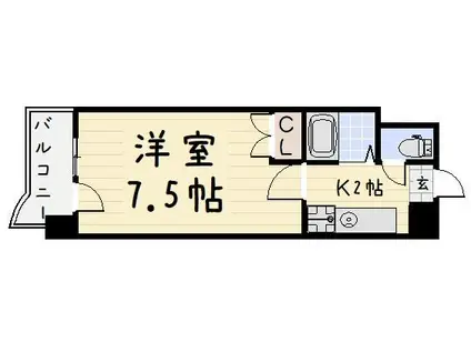 ニューサンリバー7番館(1K/9階)の間取り写真
