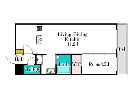 WILLDO岡山駅西口(1LDK/6階)の間取り写真