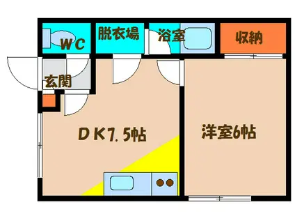 ハイブローム富岡(1DK/2階)の間取り写真