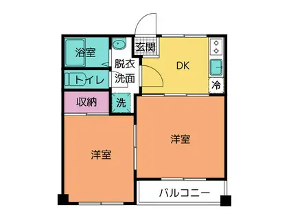 シャモニー(2DK/2階)の間取り写真