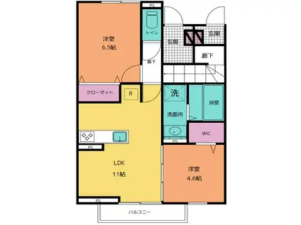 グリーンパレス(2LDK/1階)の間取り写真