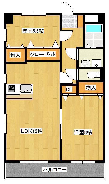 マリアージュ小森江(2LDK/4階)の間取り写真