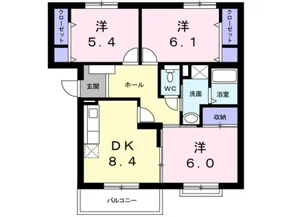 アーバンサクライC棟(3DK/3階)の間取り写真
