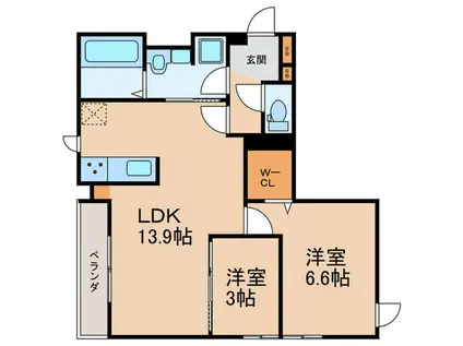 グランピース駒川(2LDK/1階)の間取り写真