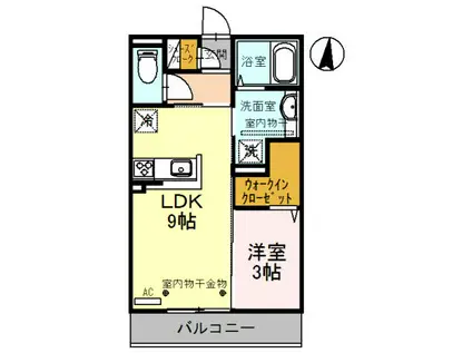 RICO FIELD(1LDK/3階)の間取り写真
