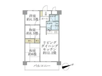 シャルムKカーサ(3LDK/1階)の間取り写真