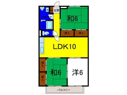 サンステージ川内III(3LDK/2階)の間取り写真