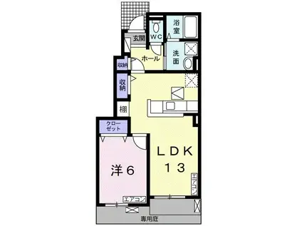 アーデン西浜VI(1LDK/1階)の間取り写真