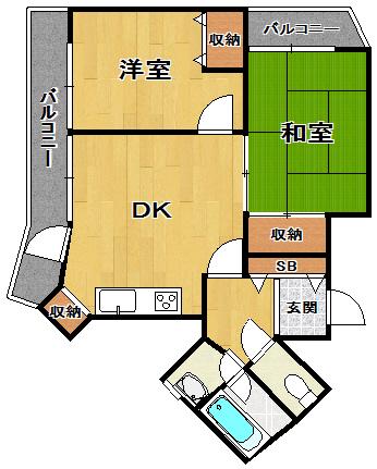武庫之荘GEMELLI(2DK/7階)の間取り写真