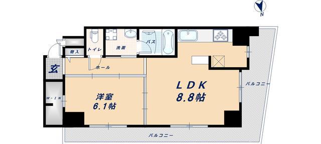 カスタリアタワー肥後橋(1LDK/11階)の間取り写真