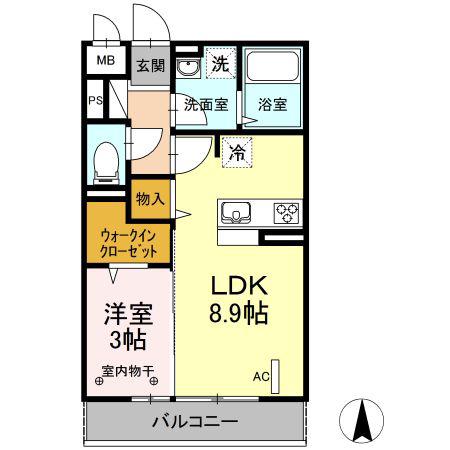 コンフォーティア(1LDK/3階)の間取り写真